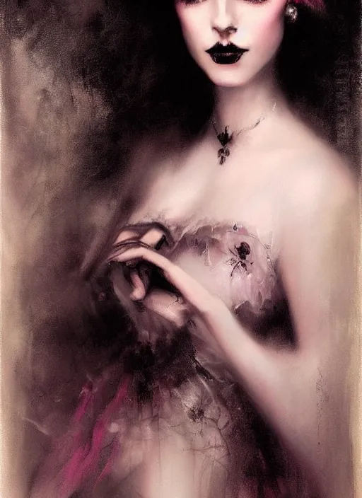 Image similar to gothic princess portrait. by casey baugh, by william - adolphe bouguerea, by rolf armstrong, highly detailded