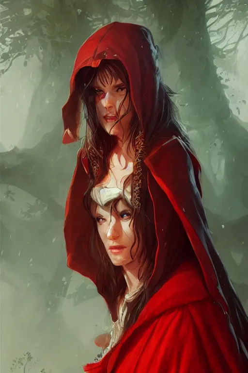 Image similar to amazon red riding hood, d & d, fantasy, portrait, highly detailed, headshot, digital painting, trending on artstation, concept art, sharp focus, illustration, art by artgerm and greg rutkowski and magali villeneuve