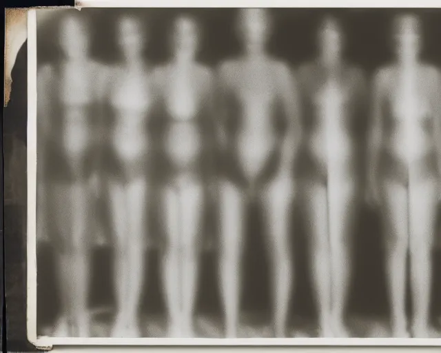 Prompt: a group of people standing next to each other, a photocopy by Gerhard Richter, featured on cg society, holography, multiple exposure, calotype, ambient occlusion