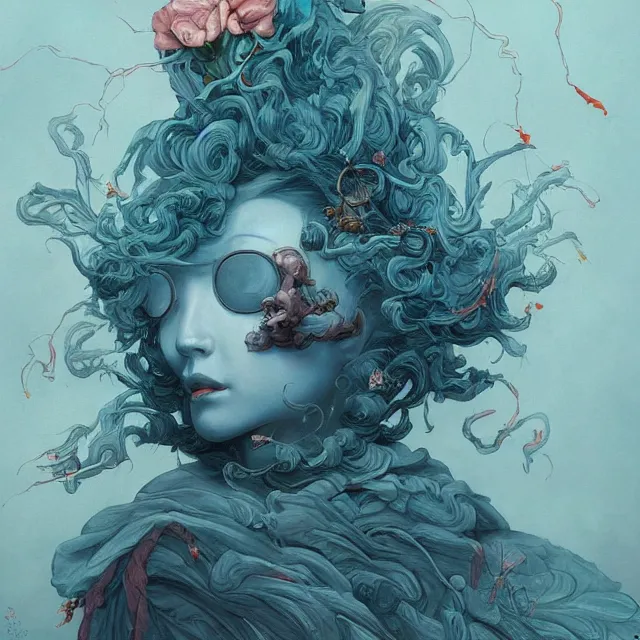 Image similar to a painting of the god of wind by james jean, dark fantasy art, high detail, trending on artstation