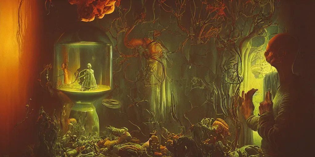 Image similar to dreamscape in a jar, gorgeous lighting, highly detailed, by zdzisław beksinski and norman rockwell and greg rutkowskiweta studio, and lucasfilm