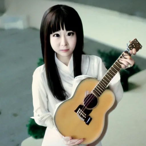 Image similar to real-life Yui from k-on with giita, a still of a Japanese movie