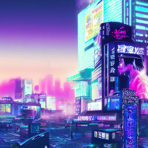 Prompt: vaporwave cyberpunk photorealistic in elden ring setting