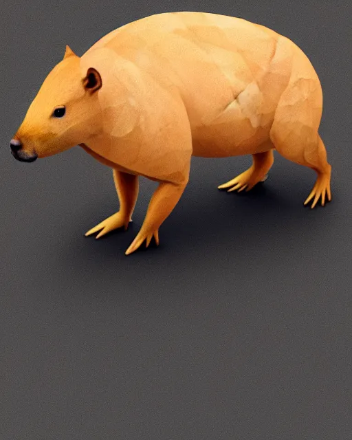 Prompt: low polygon render of a capybara on a white background, isometric 3d, ultra hd