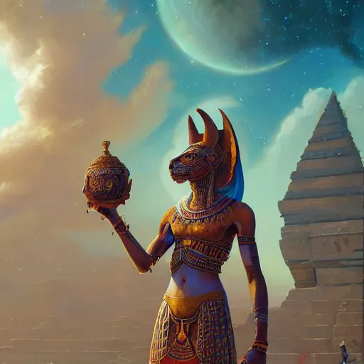 Prompt: highly detailed portrait of sekhmet the egyptian goddess, intricate alien technology, stephen bliss, unreal engine, fantasy art by greg rutkowski, loish, rhads, ferdinand knab, makoto shinkai and lois van baarle, ilya kuvshinov, rossdraws, tom bagshaw, global illumination, radiant light, detailed and intricate environment