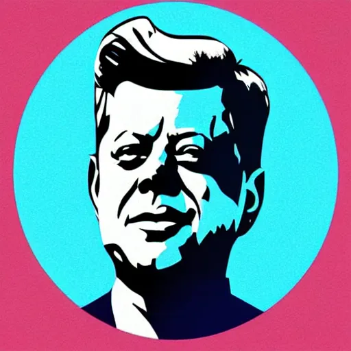 Image similar to individual jfk portrait fallout 7 6 retro futurist illustration art by beeple, sticker, colorful, illustration, highly detailed, simple, smooth and clean vector curves, no jagged lines, vector art, smooth andy warhol style