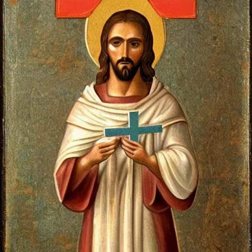 Image similar to jesus holding a cross shaped basketball