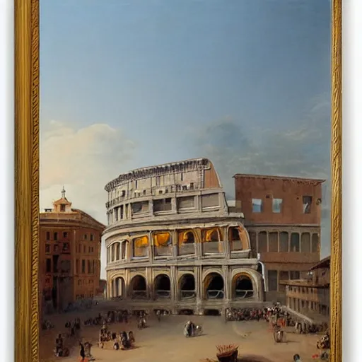 Prompt: the view of a breakfast, buildings in rome by martinus rørbye