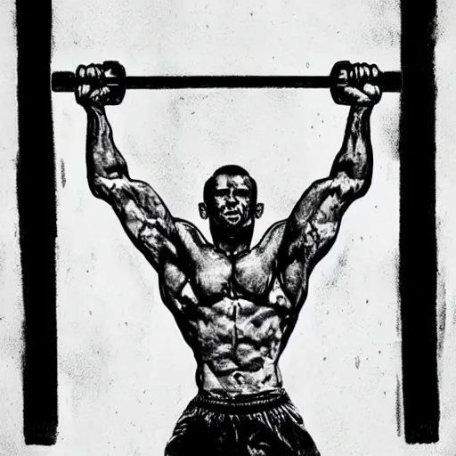 Image similar to a man lifting weights, sport, epic, motivational, art
