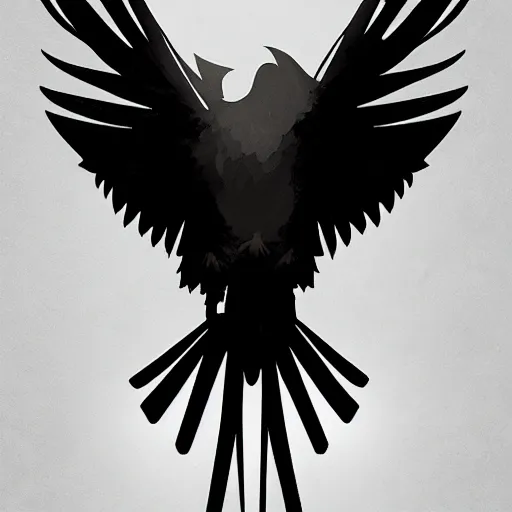 Prompt: family crest depicting a raven with a halo in style studio ghibli, with dramatic lighting, concept art, matte painting, 8 k, highly detailed, artstation