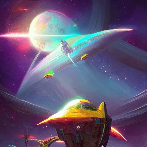 Prompt: beautiful starship in no man's sky colorful, fantasy, intricate, highly detailed, digital painting, hq, trending on artstation, illustration, style of stanley artgerm and greg rutkowski and dan mumford