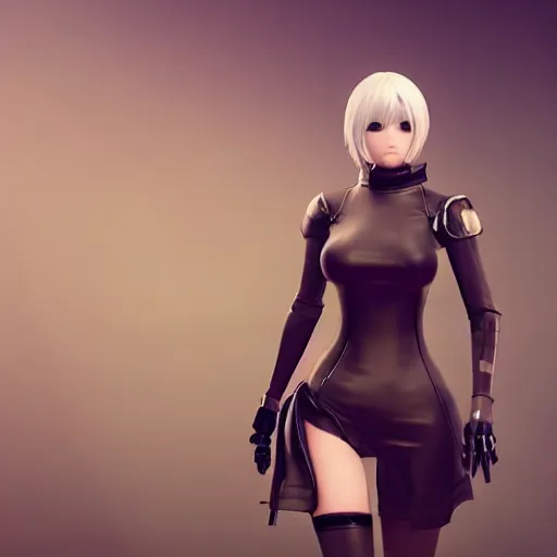 Prompt: 2 b nier automata wearing skintight clothes, 3 d render, anatomically correct, cinematic lighting, unreal engine, octane render, ray tracing, unity, highly detailed, high quality, hd, 4 k, 8 k, realistic, sharp, trending