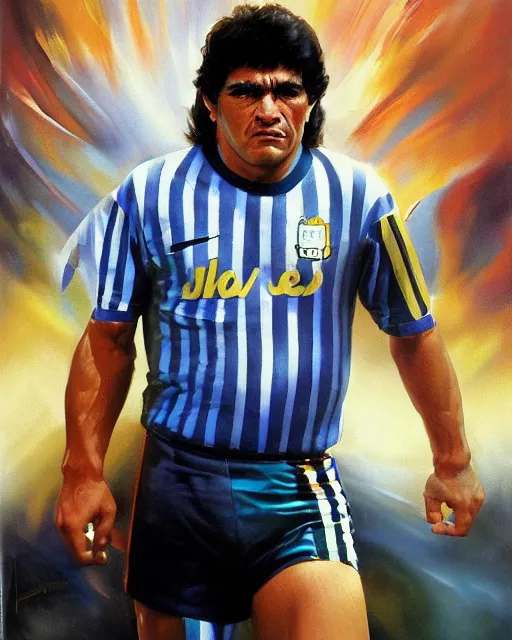 Prompt: cinematic portrait, smooth, diego armando maradona by peter andrew jones, by mark brooks, hd, hyper detailed, 4 k