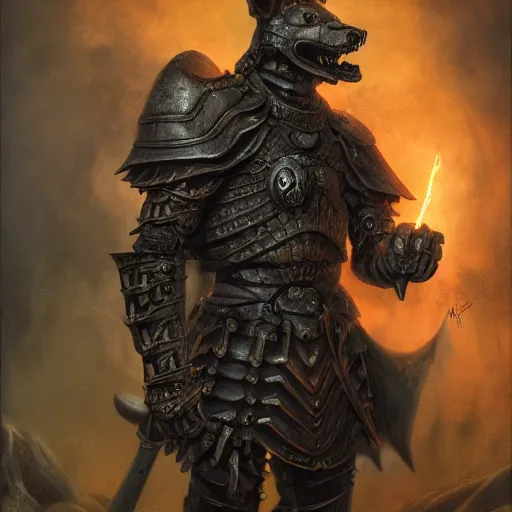 Prompt: berserk skullknight black armor, anthropomorphic shiba inu, shiba inu face, in tavern of knights, stuning 3 d render, masterpiece, glowing aura, by donato giancola and greg rutkowski and wayne barlow and zdzisław beksinski, realistic face