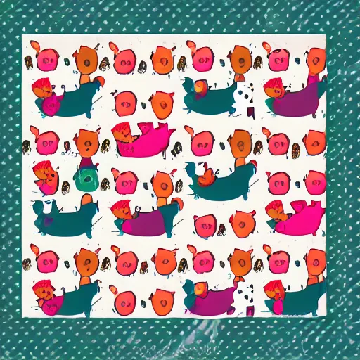 Prompt: a beautiful pattern with kitty characters