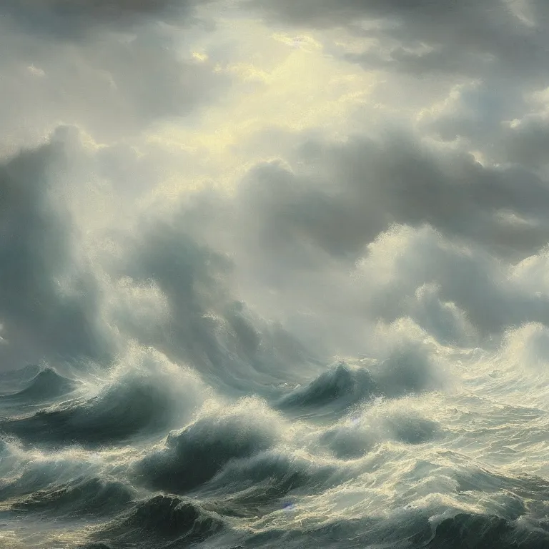 Image similar to a beautiful masterpiece painting of a rough seas on the coast in a storm by juan gimenez, award winning, trending on artstation,