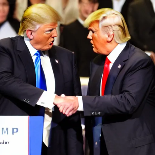 Image similar to donald trump and magnus carlsen shaking hands