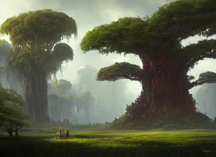 Image similar to The Mana Tree, a fantasy digital painting by Greg Rutkowski and James Gurney, trending on Artstation, highly detailed