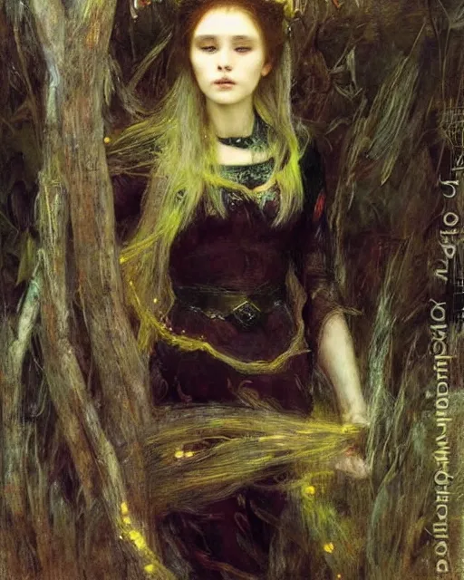 Image similar to a beautiful sorceress by Edgar Maxence, Ross Tran and Jules Bastien-Lepage