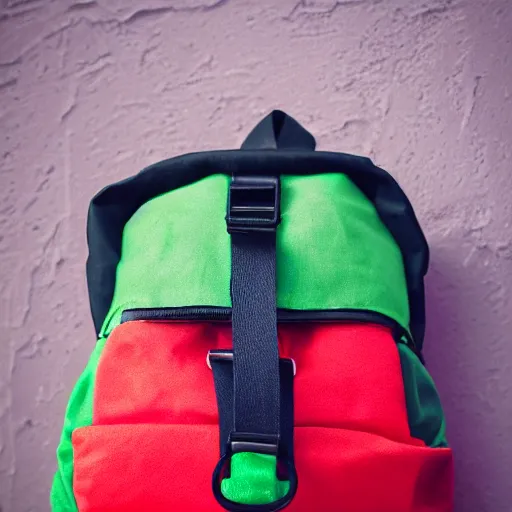 Prompt: backpack, a child's backpack designed after a watermelon, product photo, detailed