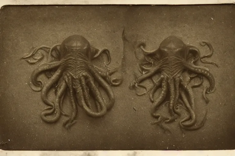 Image similar to 1 8 9 0 s photograph ambrotype of a discovery of a cthulhu relic