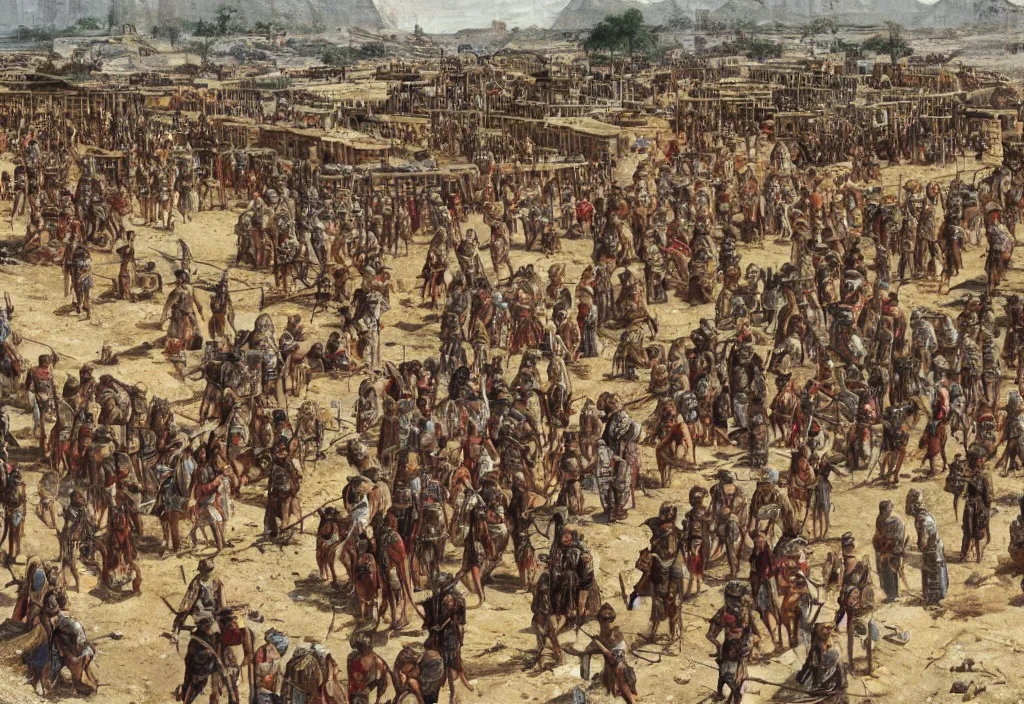 Image similar to a vast roman army pillages an egyptian village