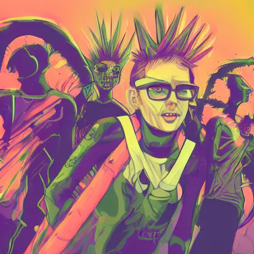 Image similar to The average user of the #/g/punk IRC channel, digital painting, highly detailed, trending on Artstation