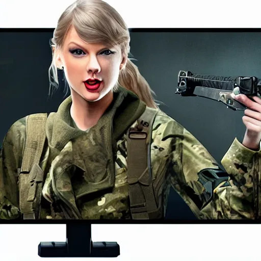 Image similar to Taylor Swift in Call of Duty, 4k