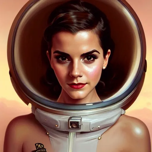 Image similar to A combination of Victoria Justice's and Grace Kelly's and Emma Watson's appearances as an astronaut, full body portrait, western, D&D, fantasy, intricate, elegant, highly detailed, digital painting, artstation, concept art, matte, sharp focus, illustration, art by Artgerm and Greg Rutkowski and Alphonse Mucha