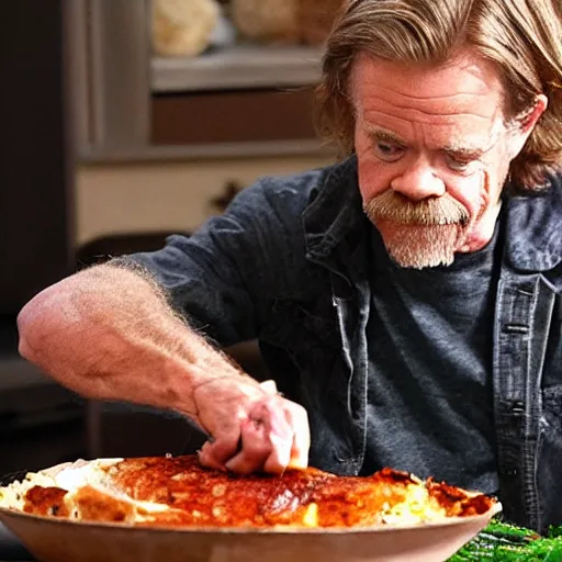 Prompt: William H Macy carving a turkey