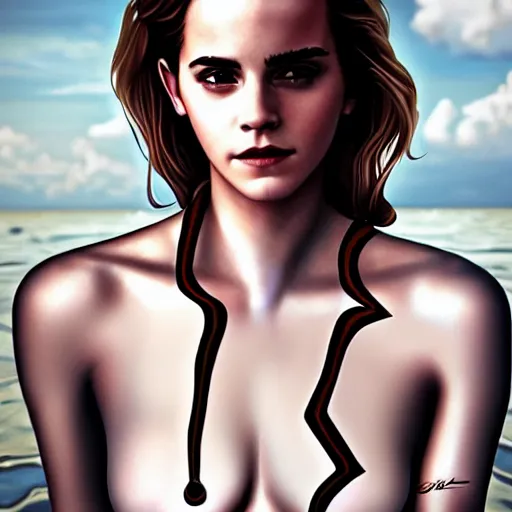 Image similar to emma watson body painted, art by artgerm and wlop