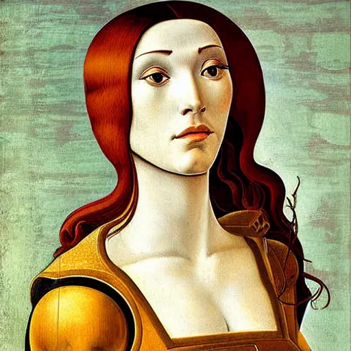 Image similar to a portrait of a female android by sandro botticelli