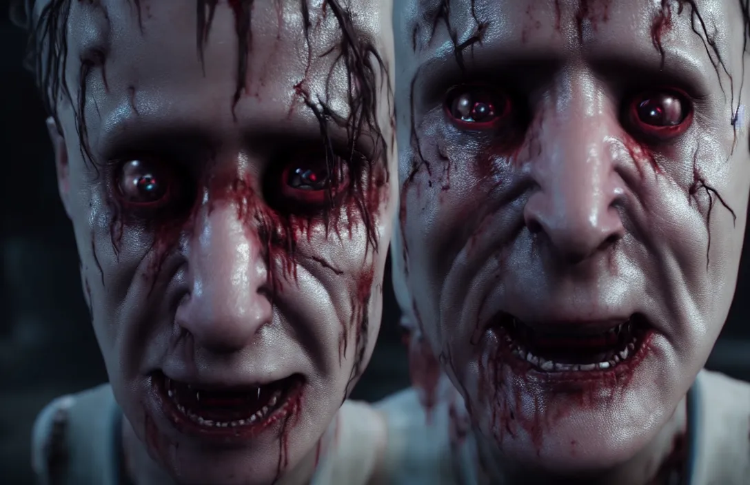 Image similar to cinematic trailer for 8 k pc game ray tracing arnold houdini octane horror game scary game. nightmare fuel. hyperrealism trending on artstation cgsociety wow post - processing. # horrorfilm