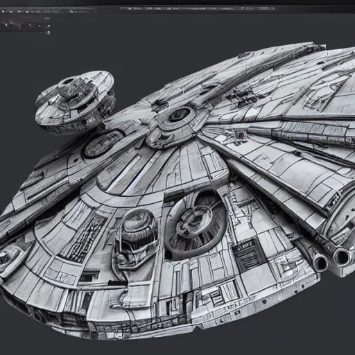 Image similar to Millennium Falcon, Artstation, Award Winning Masterpiece, Very Detailed, Digital Art