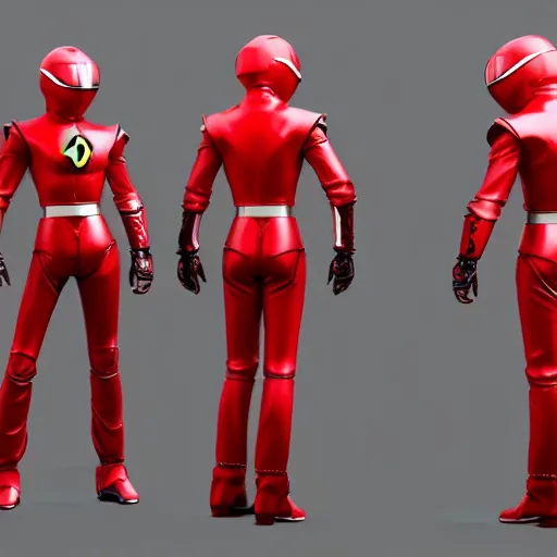 Prompt: Tokusatsu character based on Ferrari, red mechanical skinny body, chest plate with Ferrari logo, stylized motorcycle helmet, full body, unreal engine, 3D model