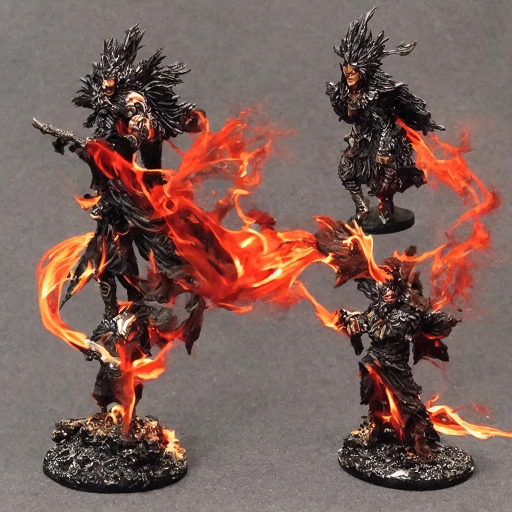 Image similar to wildfire druid d & d male black hair with red flame cardinal