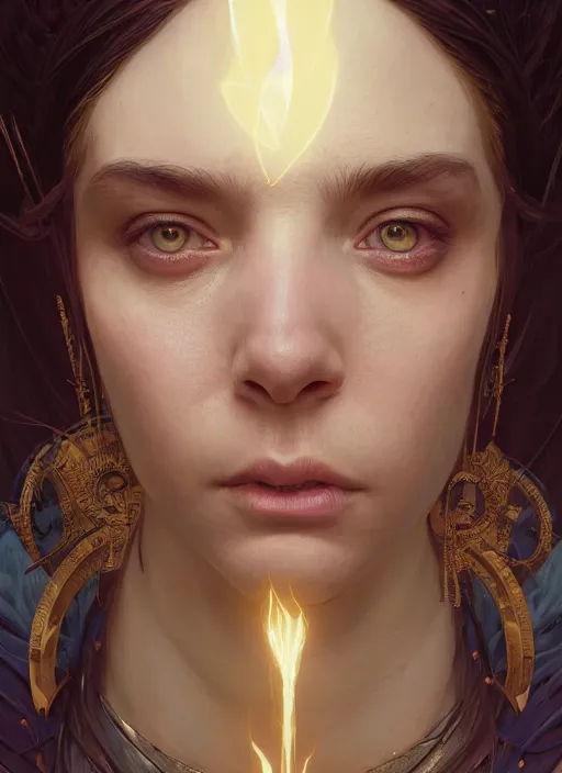 Image similar to highly detailed vfx portrait of a sorceress, unreal engine, greg rutkowski, only, once, people, makoto shinkai and louis van baerle, ilya kuvshinov, rossdraws, tom bagshaw, alphonse mucha, global lighting, detailed and complex environment