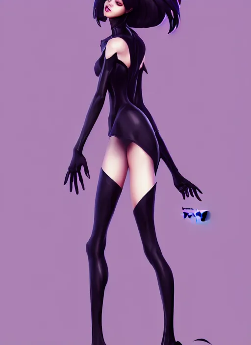 Image similar to dark witch with high heels, full - body and head view, highly detailed, zeronis style, artstation, soft light, sharp focus, illustration, character design, concept art