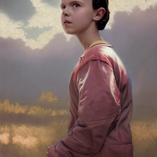 Image similar to Millie Bobby Brown from Stranger Things facing the camera with her hand outstretched with things floating all around her, fullbody, intricate, highly detailed, artstation, concept art, smooth, sharp focus, illustration, art by greg rutkowski and orientalism and bouguereau and Zdzislaw Beksinski, good clear quality, lighting, biology, symmetrical artwork, perfect face, 135 mm, cinematic, hyper realism, high detail, octane render, 8k, chrome accents