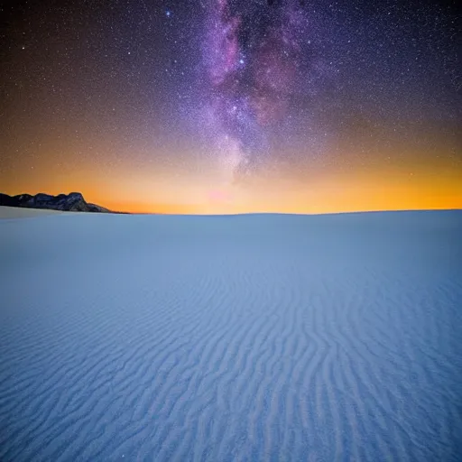 Prompt: milky way over the white sands national park in new mexico, united states, award winning national geographic