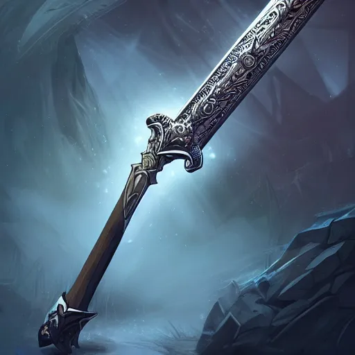 Image similar to magical sword, intricate, artstation, dramatic lighting