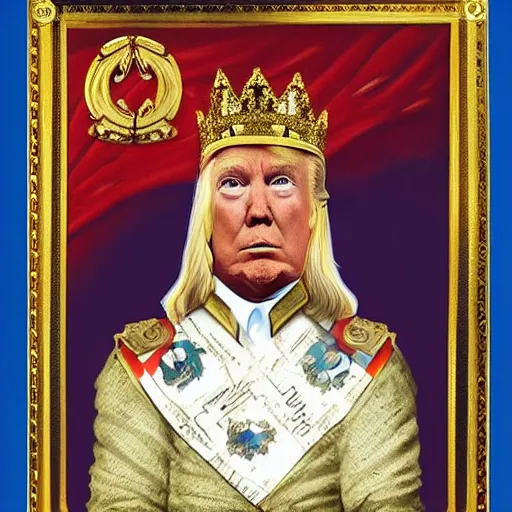 Image similar to trump as a king, painting, royal, award winning