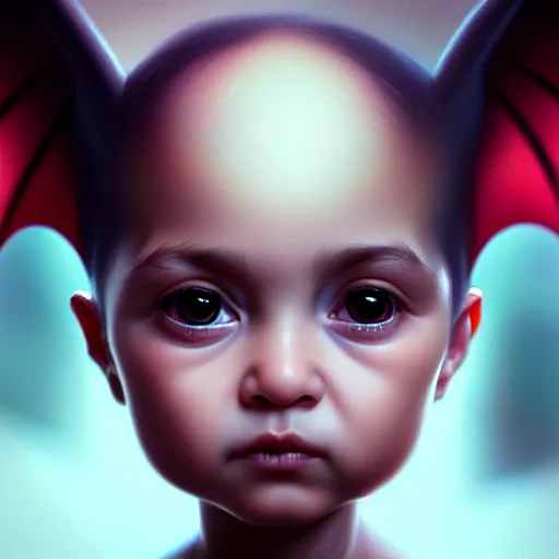 Prompt: digital portrait painting of beautiful cute little baby dragon with huge eyes, long eyelashes staring into the camera, intricate, detailed, fractals, rendered in blender, octane, artstation, greg rutkowski, muchas, artgerm