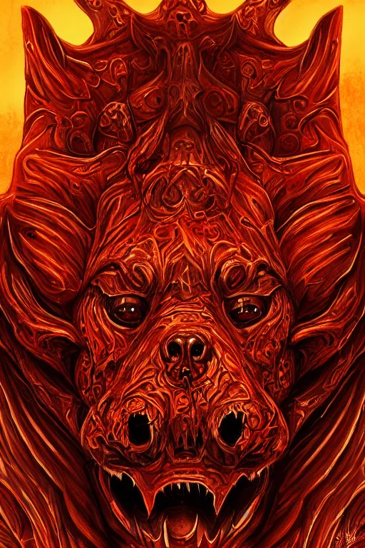 Prompt: an amber hell hound, symmetrical, highly detailed, digital art, sharp focus, trending on art station