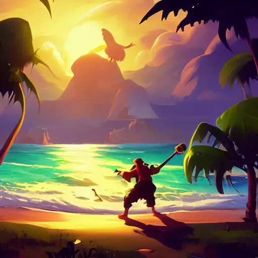 Image similar to painting treasure on sea of thieves game smooth median photoshop filter cutout vector, behance hd by jesper ejsing, by rhads, makoto shinkai and lois van baarle, ilya kuvshinov, rossdraws global illumination