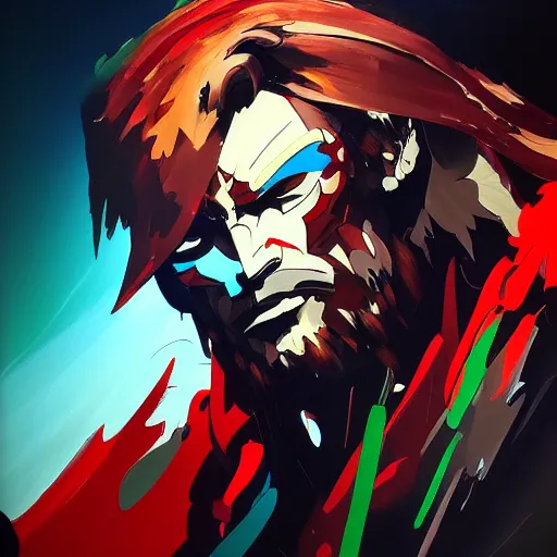 Prompt: a beautiful painting of Sven by Yoji Shinkawa, Dota, strong lines and bold colors, limited color palette, atmosphere and tension, Japanese, trending on artstation