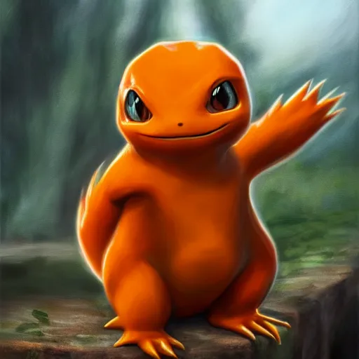 Prompt: highly realistic charmander, oil on canvas, intricate, portrait, 8 k highly professionally detailed, hdr, cgsociety