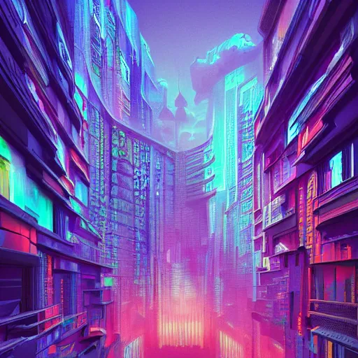 Image similar to matte painting of the sacred geometry of cyberpunk, brilliant colors, extremely detailed, very very detailed, in the style of alena aenami by Alex grey, HD, 4k, 8k