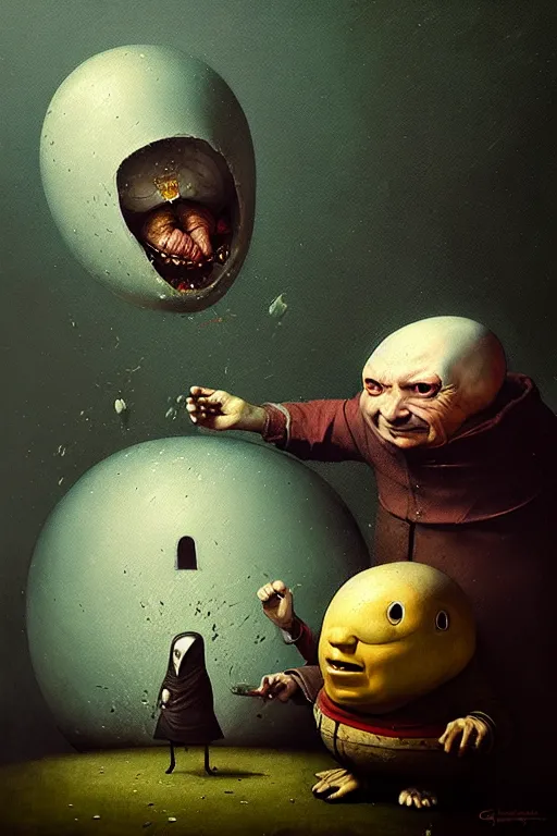 Prompt: hieronymus bosch, greg rutkowski, anna podedworna, painting of humpty dumpty