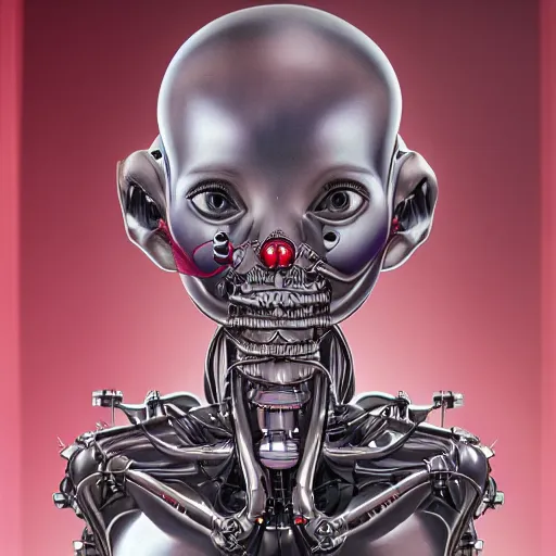 Image similar to An Alien Robot Naughty Nurse, facial tattoos, rubber uniform, artists portrait, biomechanical, Emergency Room, fantasy, Red Cross, highly detailed, digital painting, concept art, sharp focus, depth of field blur, photography by Annie Liebowitz.